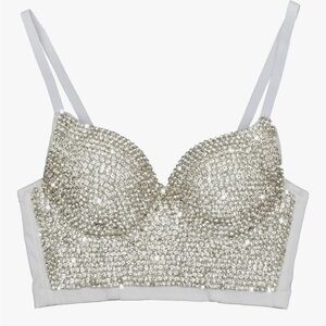Ellacci Handmade Silver Rhinestone Push-up Bralette